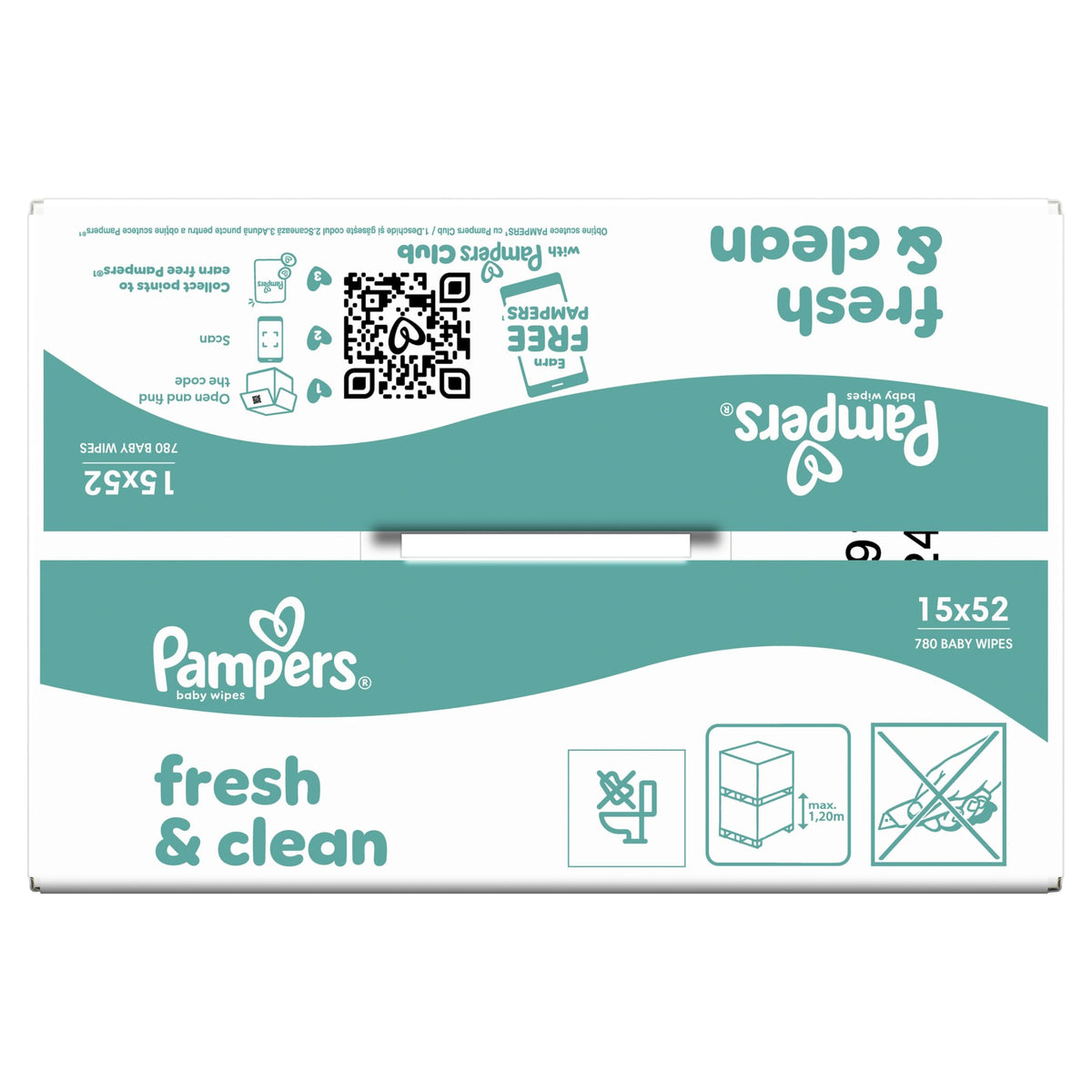 Pampers Fresh Clean Baby Wipes Multipack 1200 Count (15 x 80)