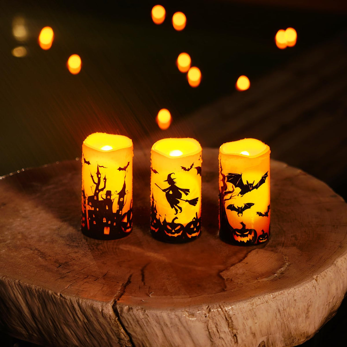 Homemory Outdoor Waterproof Flameless Candles, Dark Ivory, Set of 2, D 3"