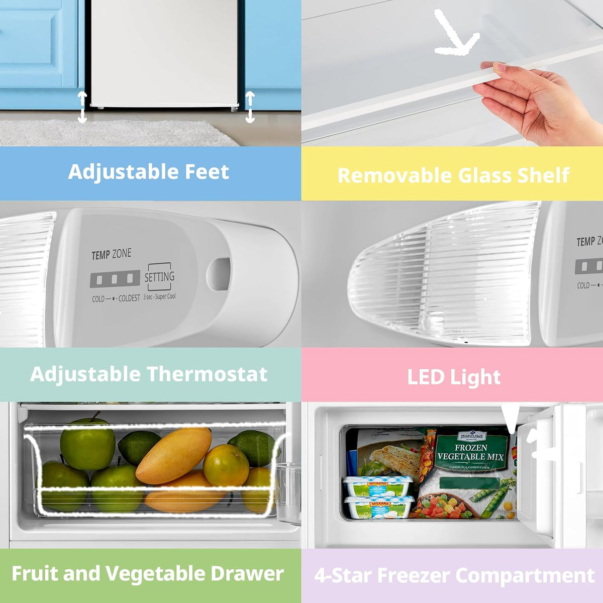 COMFEE' 80L Under Counter Fridge with 4-Star Ice Box, RCD80WH3UK(E)