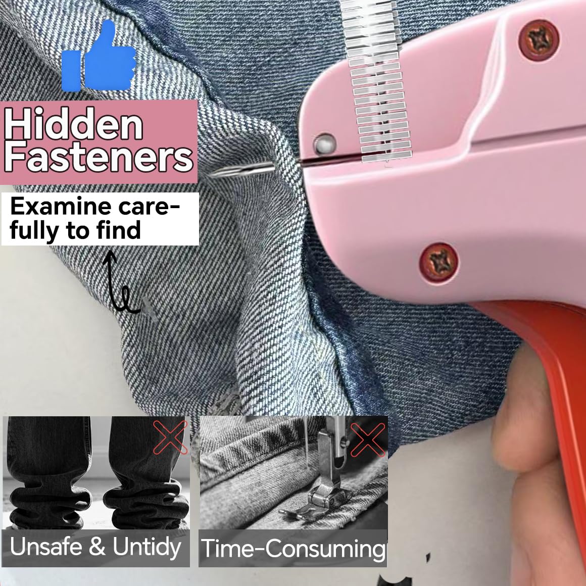 Stitchy Quick Clothing Fixer, Mini Stitch Gun for Clothes, Clothing Stitch Tagging Gun with Case,Stitchy Tool with 6 Needles,1500 Black & 1500 White 5mm Micro Fasteners