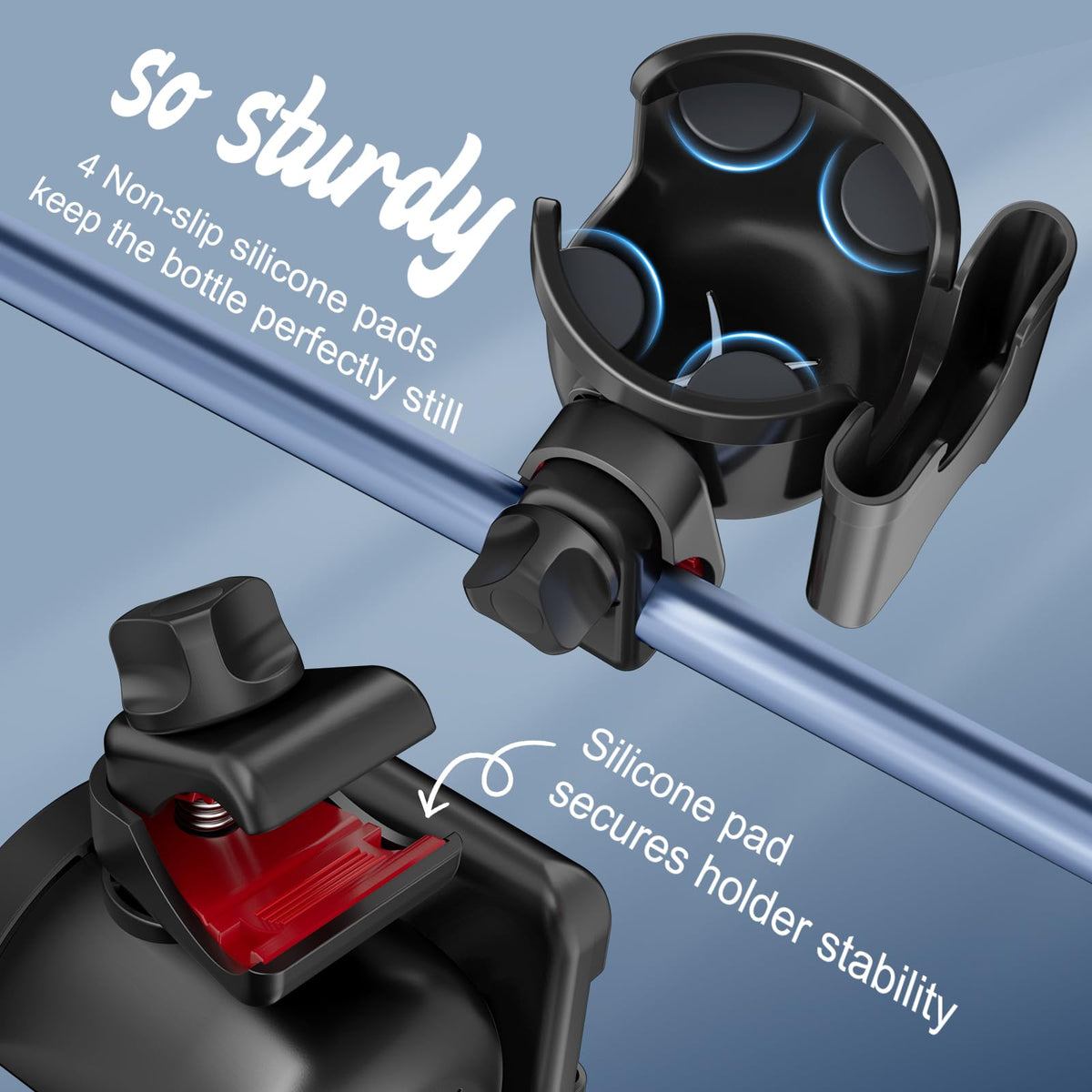 2-Pack Pram Cup Holder with Phone Holder, Universal Pram Buggy Accessories