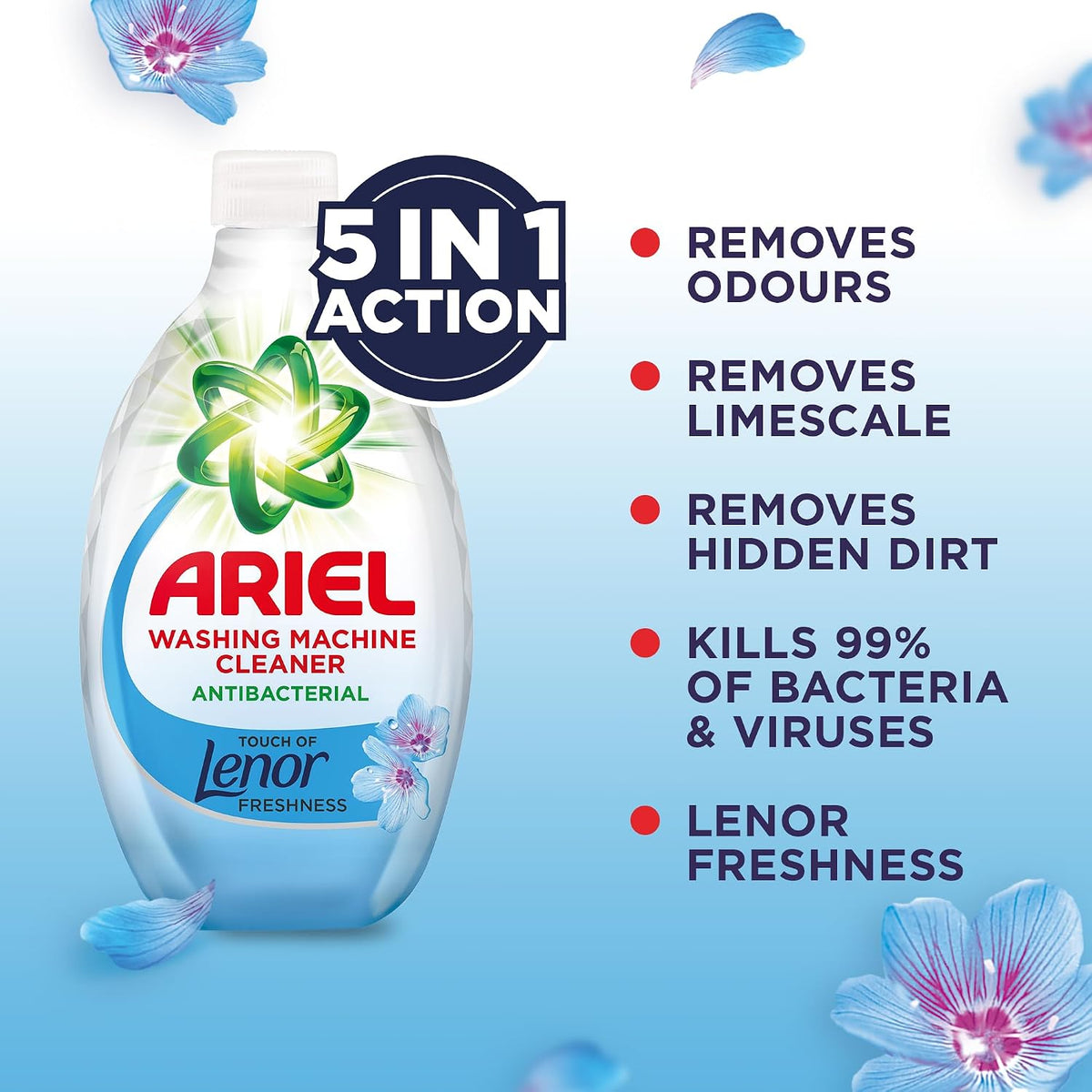 Ariel Washing Machine Cleaner with Lenor Spring Awakening 250ml - 2x Uses