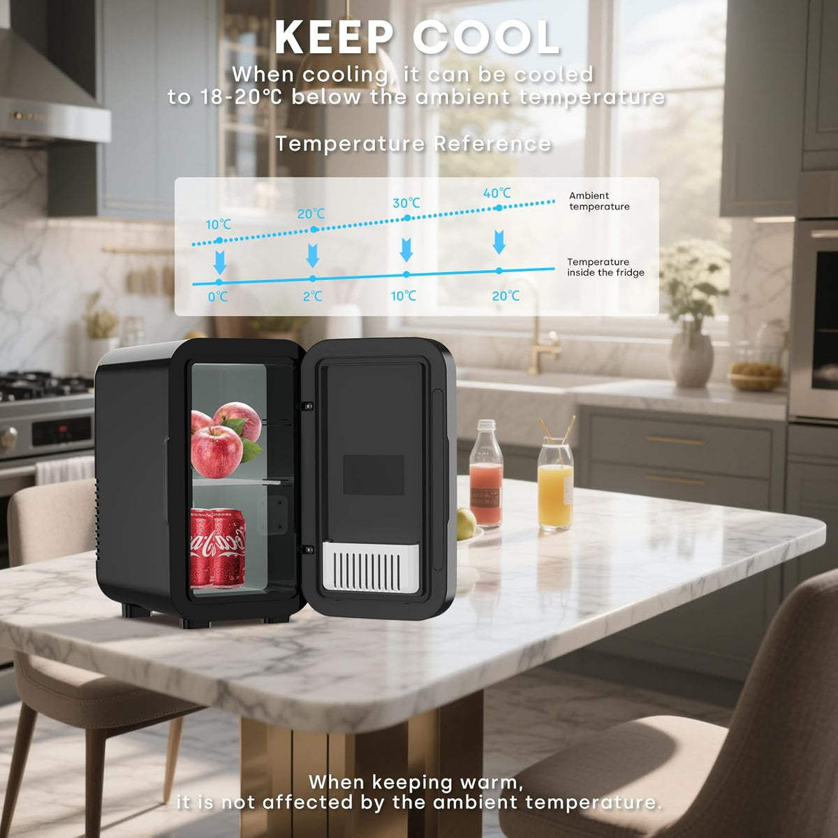 Enventor Mini Fridge 6 Litre/ 8 Can, Portable Cooler and Warmer, AC+12V DC