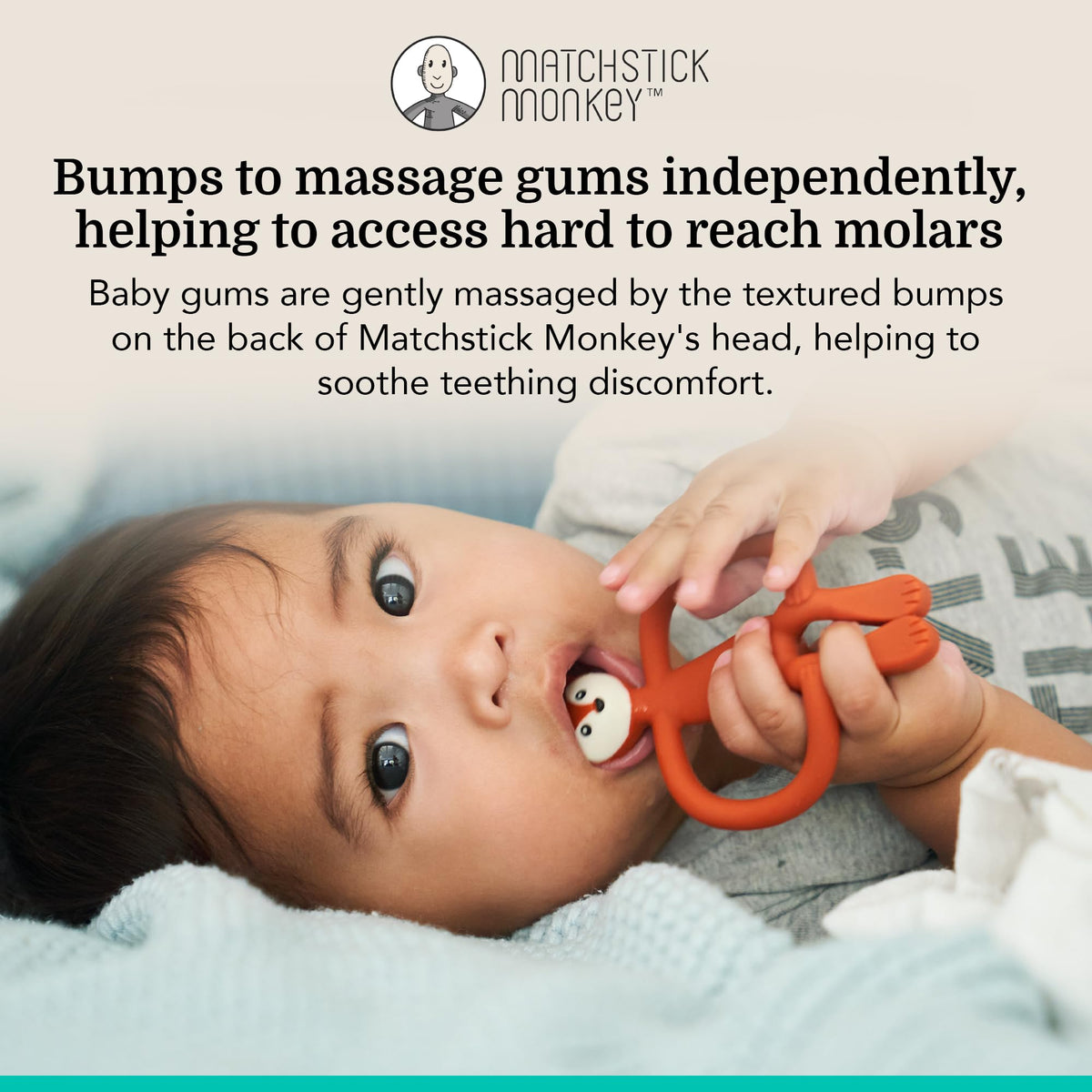 Matchstick Monkey, Antimicrobial Silicone Teether & Gel Applicator, Easy To Grip, BPA Free, 3 Months Old+, 11 cm, Gigi Giraffe, Pack of 1