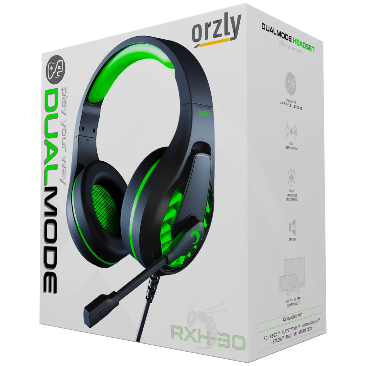 Orzly Gaming Headset for PC and Gaming Consoles compatible with PS5, PS4, XBOX SERIES X | S, XBOX ONE, Nintendo Switch & Steam Deck with noise cancelling mic - RXH-30 Siberia Edition