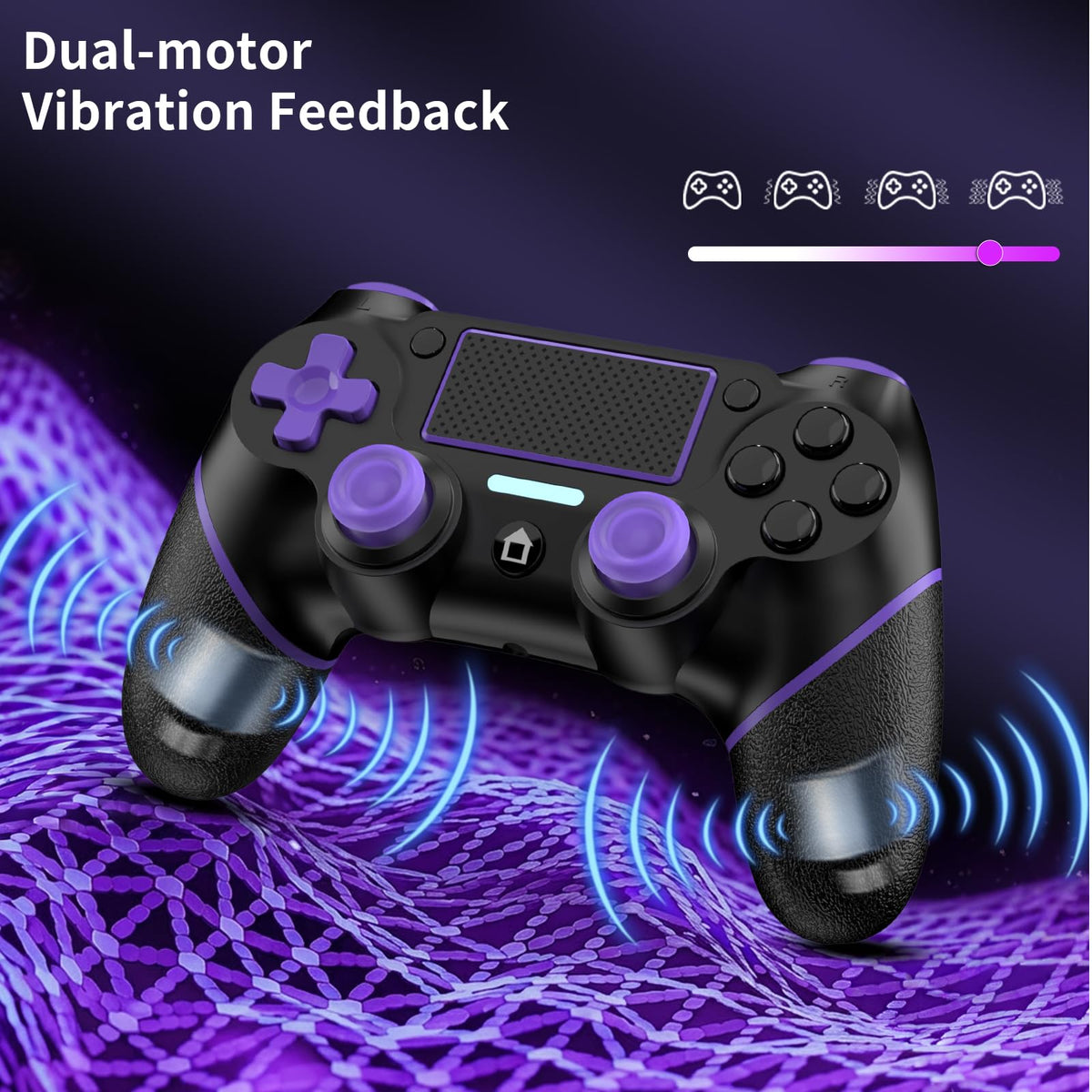 Reddening for PS4 Controller 2 Pack, Controller PS4 for PS4/Pro/Slim/PC, Gamepad Joystick with Turbo/Back Button/Dual Vibration/6-Axis Gyro Sensor/Touch Panel (2 printed purple)