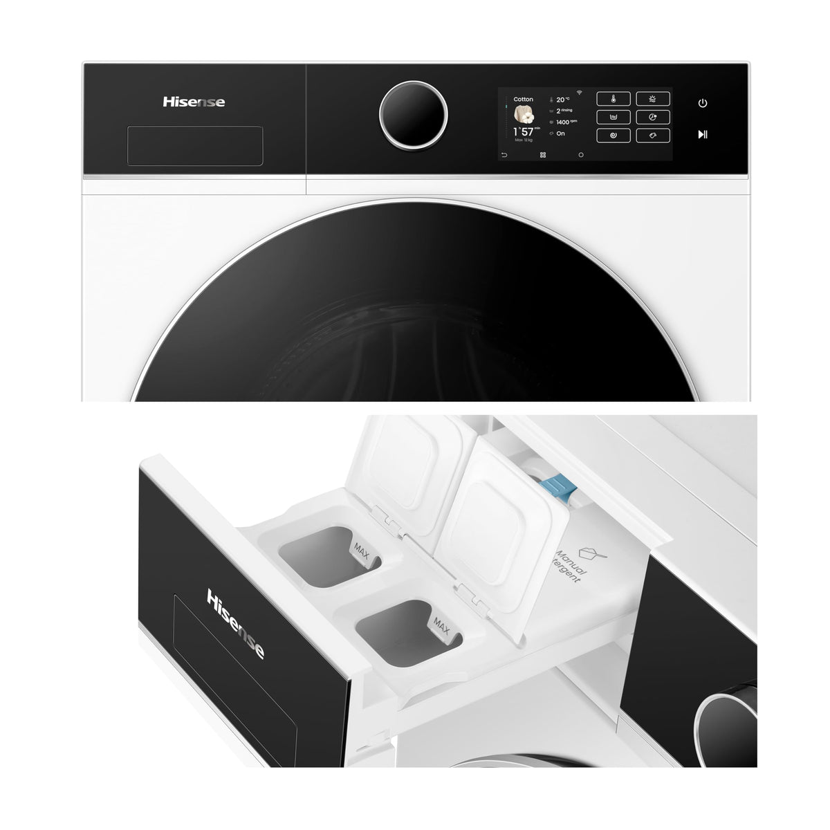 Hisense 3S Series WD3S8043BB3 Wifi Connected 8Kg and 5Kg Washer Dryer with 1400 rpm - Black - A-D Rated