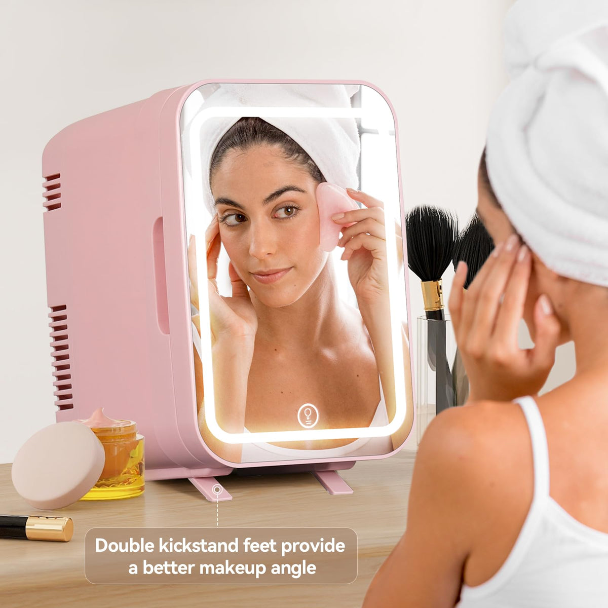 ARTETHYS Mini Fridge for Bedrooms, 8L Skincare Fridge with LED Mirror