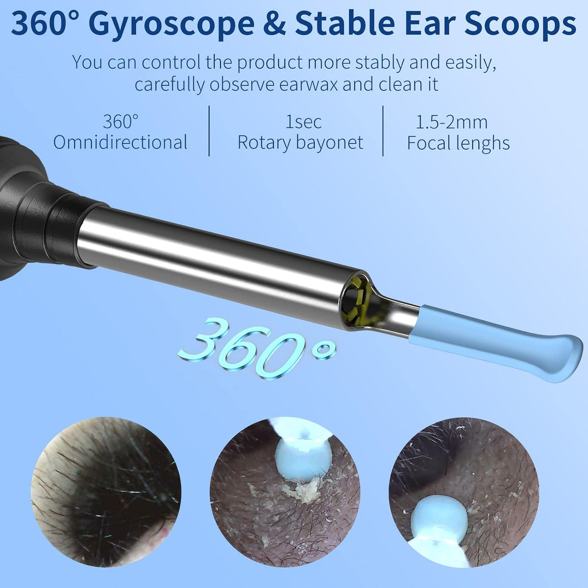 Ear Wax Removal Otoscope, WiFi 1920P Ear Cleaner Camera, 3.5mm Diameter Ear Cleaner, IP67 Waterproof Ear Camera with 6 LEDs for iPhone, iPad and Android Smartphones, Black