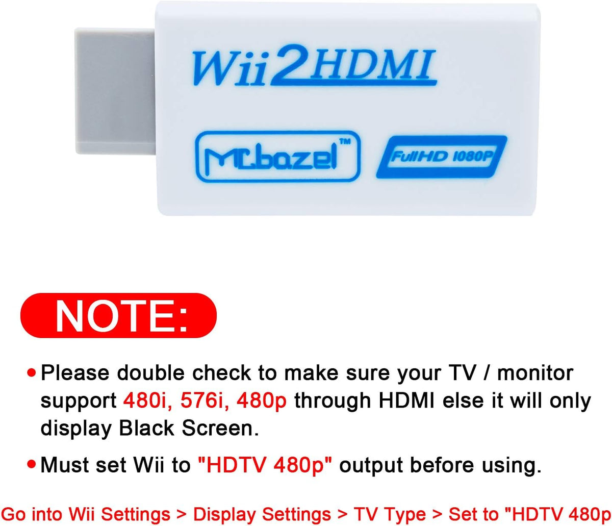 Mcbazel Wii to HDMI Adapter, Wii HDMI Converter, Full HD 1080P Video Adapter Converter With 3.5mm Audio Video Output Jack Compatible for All Wii Display Modes