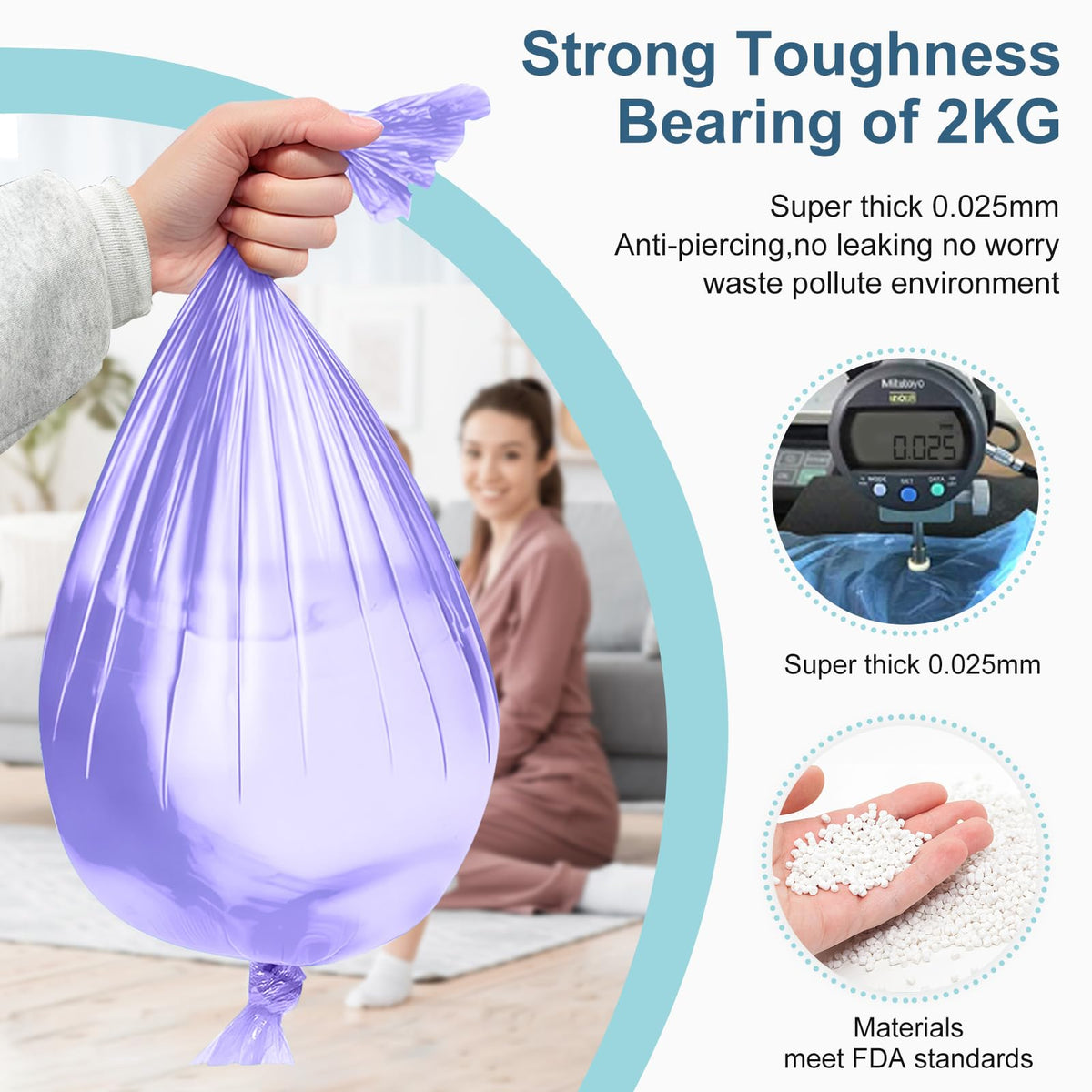 12er-Pack Nappy Bin Refills, vacvad 4.5m Diaper Bin Pail Disposal Bags, Nappy Bin Liners Replacement Strong Seal & Tear Resistance, Compatible with Most Nappy Disposal Systems (Blue)