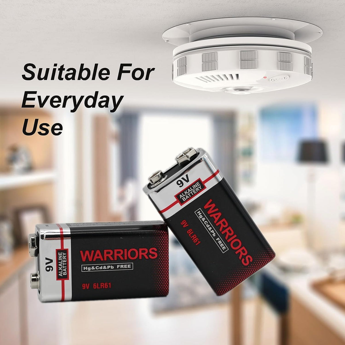 Warriors 4X 9V Alkaline Batteries, 6LR61, Long Lasting Power
