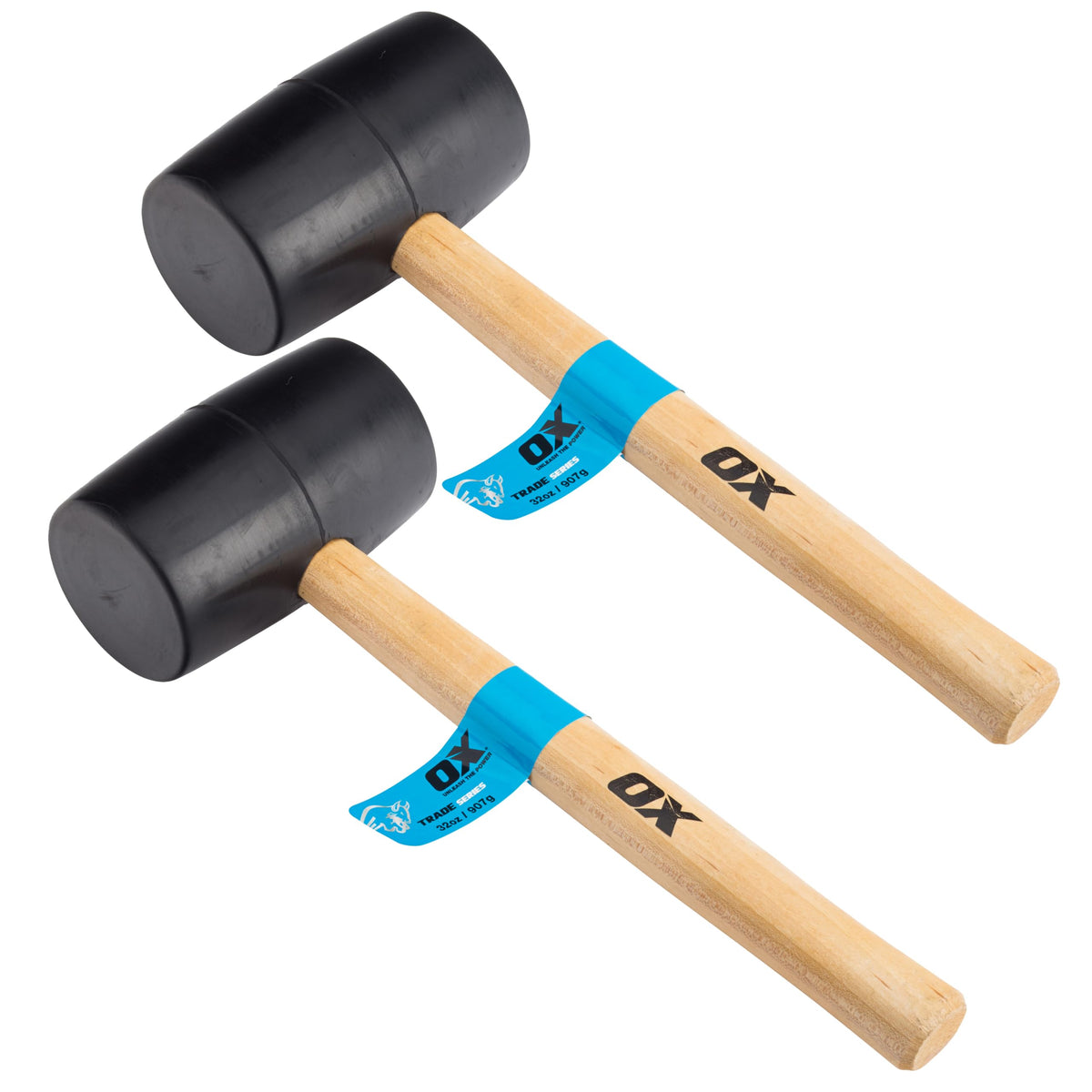 OX Trade Black Rubber Mallet 16oz / 450g, Non-Marking Hammer, Wooden Handle