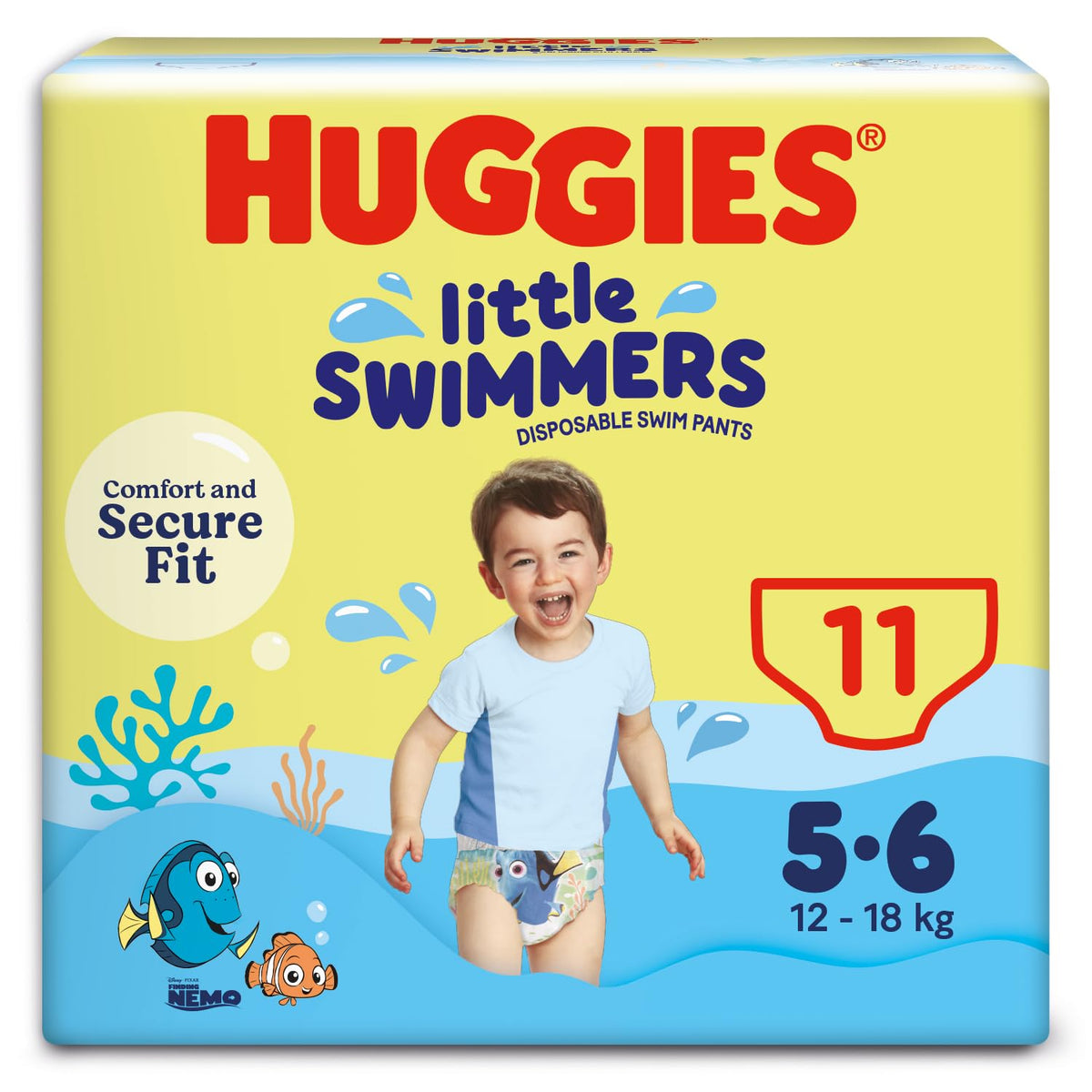 Huggies Little Swimmers, Swim Nappies, Size 5-6 - 33 Pants - Maximum Protection Swimming Nappies with Leak Guards - All-Round Stretchy Waistband