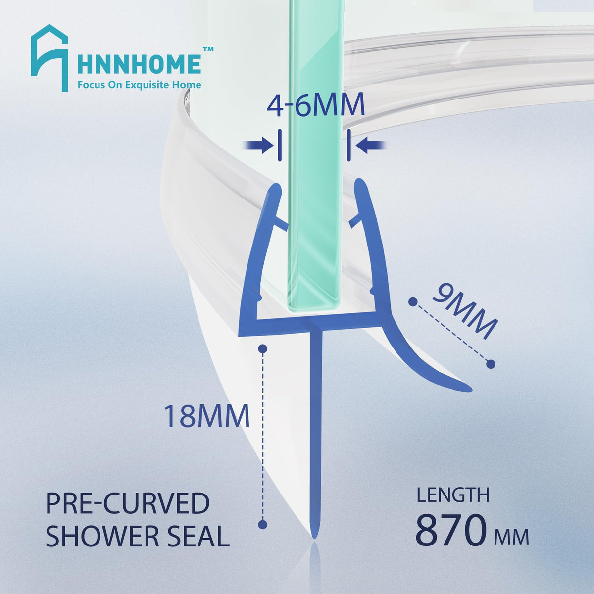 HNNHOME Clear Bath Shower Screen Door Seal Strip for 4-6mm Glass Up to 18mm Gap (Straight)
