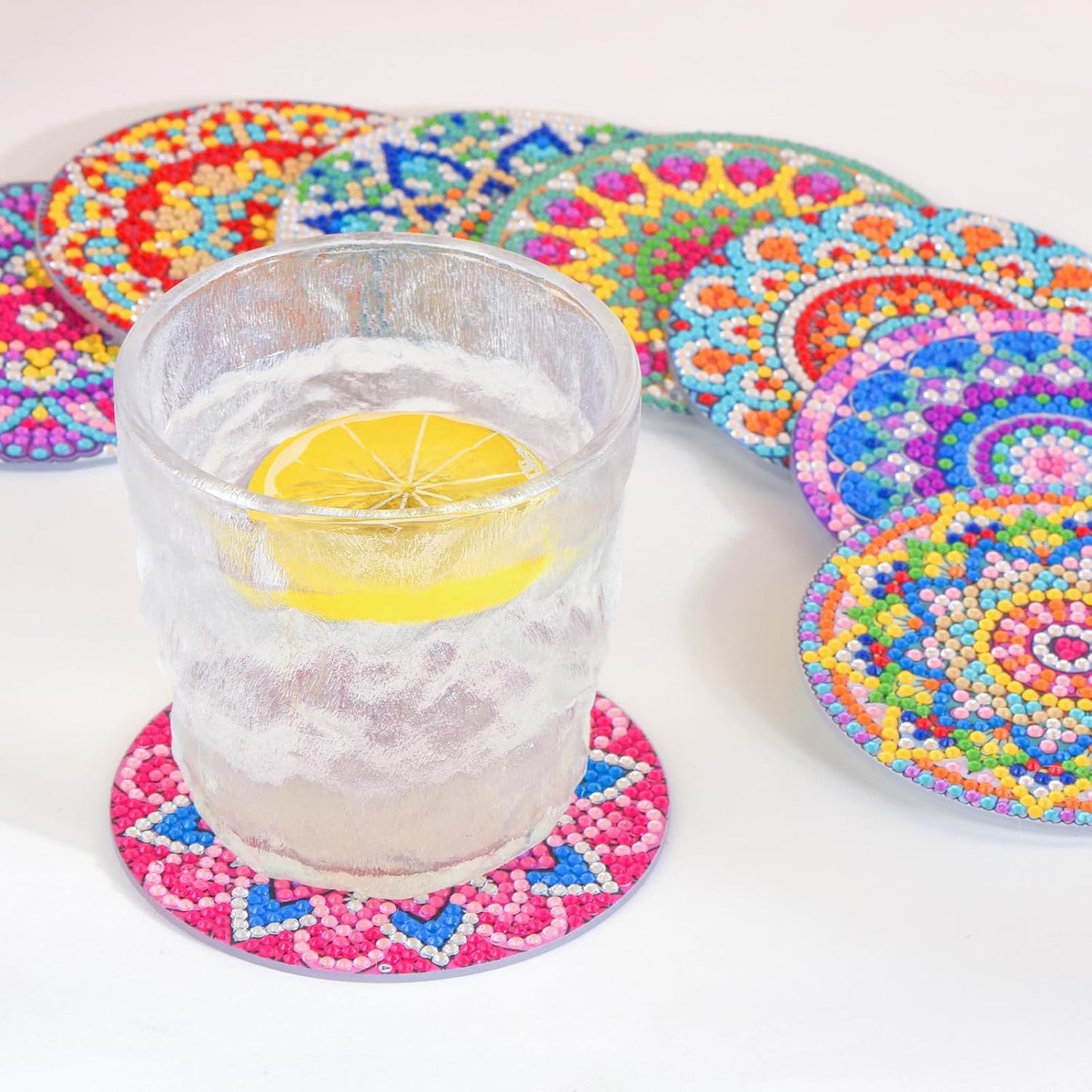 8 Pcs Flowers Diamond Art Coasters Kits for Adults Begainners,Full Drill Diamond Painting Coasters Kit with Holder,DIY Gem Painting Craft Kits for Adults Supplies Gift (Flowers).