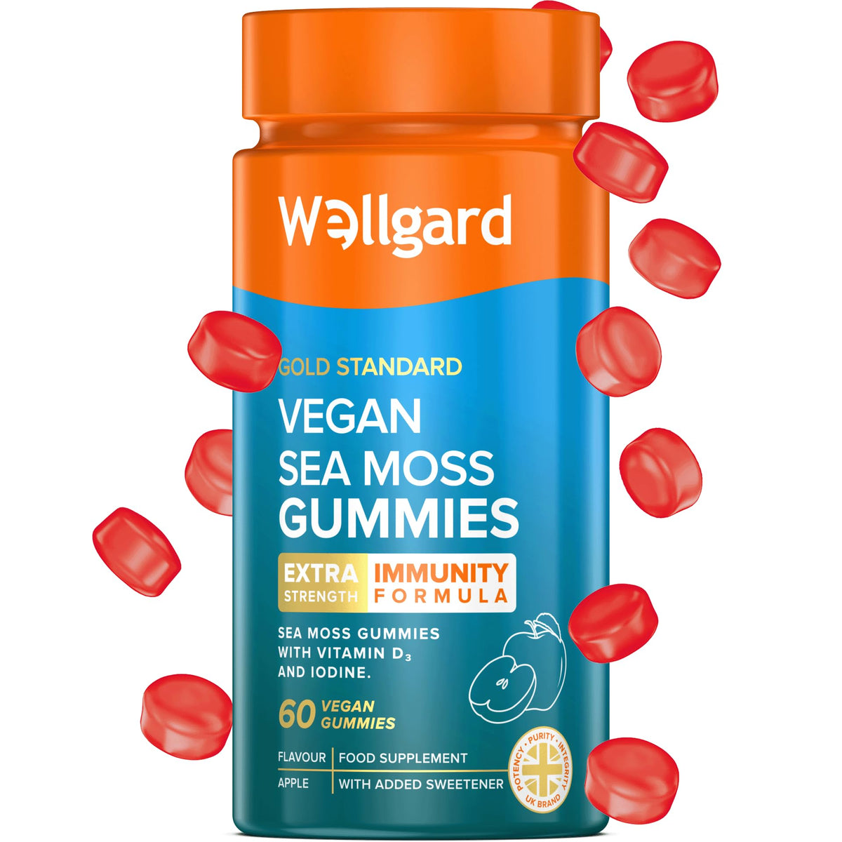 Wellgard Kids Calcium & D3 Gummies - 2 Month Supply - Vegan Chewable Calcium and Vitamin D3 Gummies, Mixed Berry Flavour
