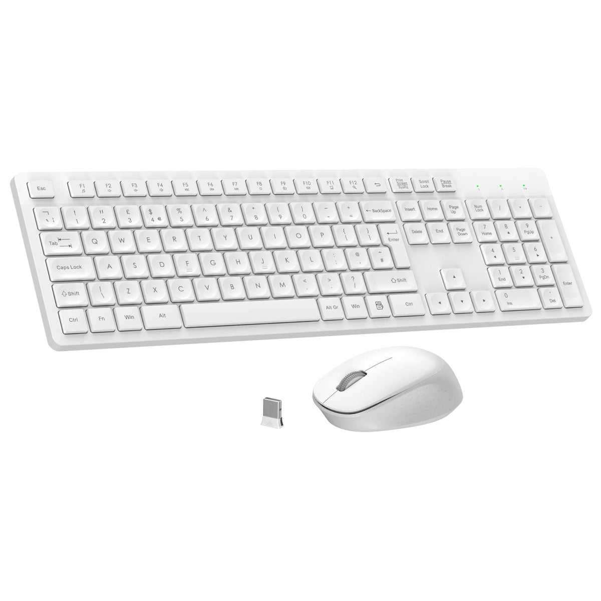 LeadsaiL Wireless Keyboard and Mouse Set, 2.4GHz USB Computer Keyboards and Mouse Combo, Full Size UK QWERTY Layout, Ergonomic Design with 12 Multimedia Shortcuts for HP/Lenovo Laptop and Mac-Purple