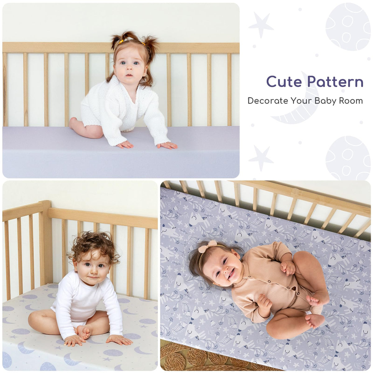 Cot Bed Sheets 120x60 cm Fitted for Baby and Toddler