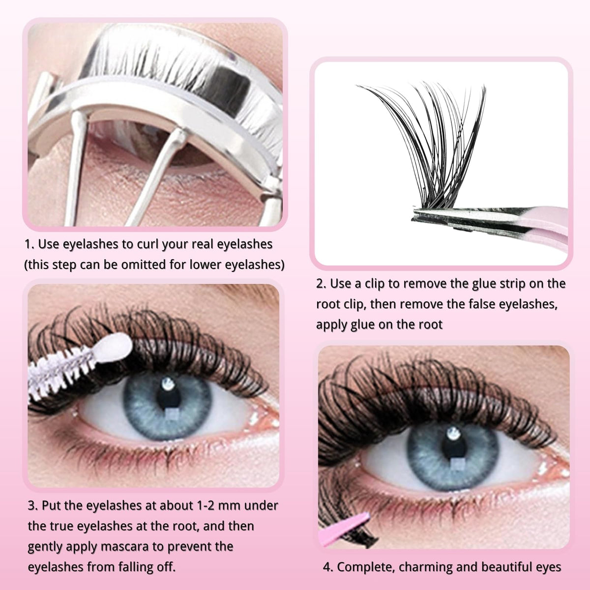 KEYRI 580 Pieces Individual Eyelashes 30-100D Cluster Lashes Kit