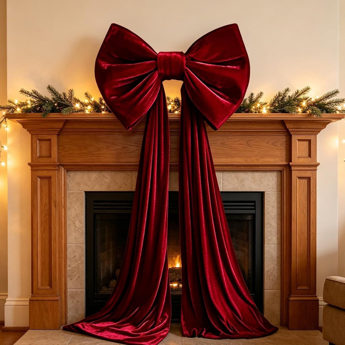 Large Christmas Tree Topper Bow, 200CM Giant Velvet Christmas Tree Bows