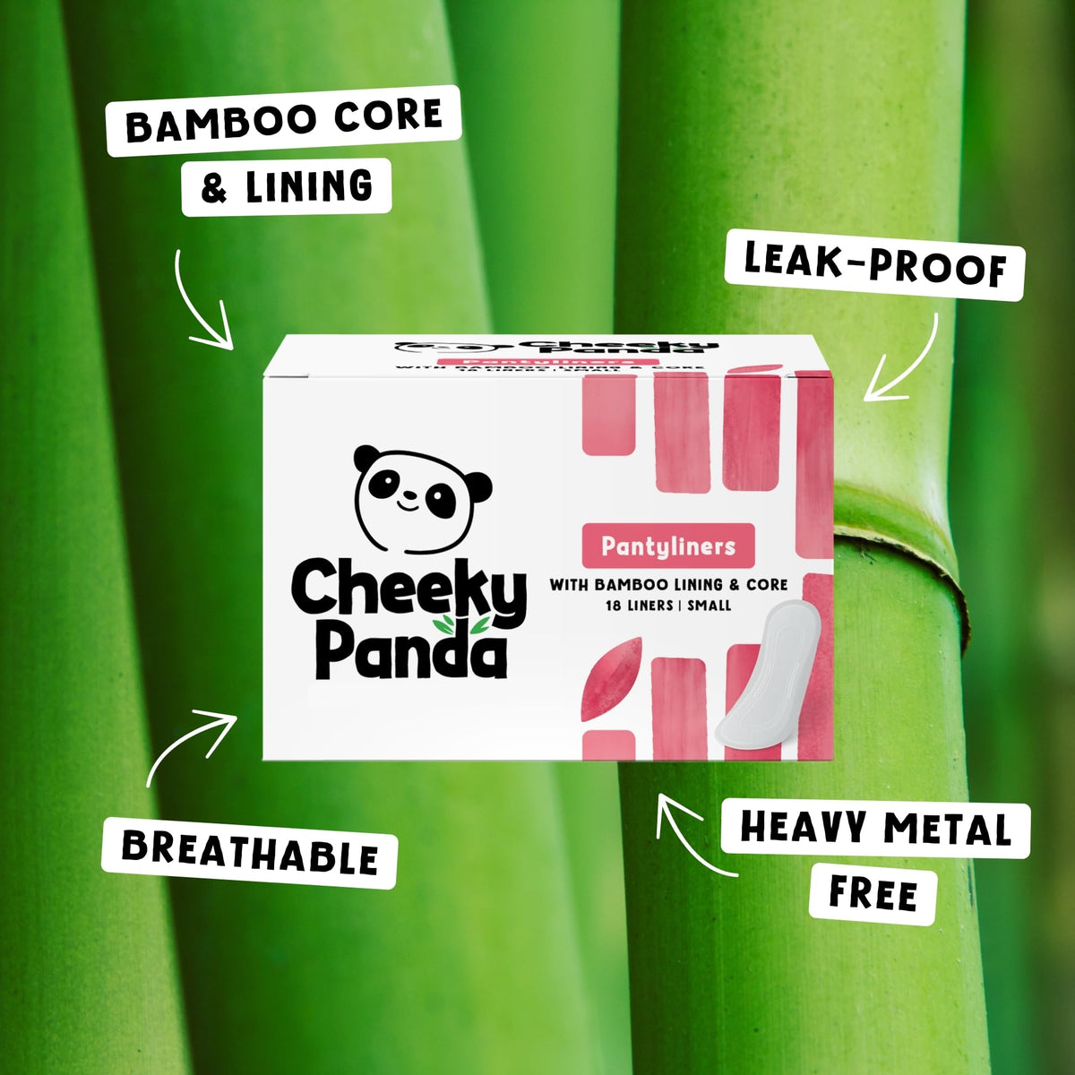 The Cheeky Panda Organic Sanitary Towels for Women – Heavy Flow – 12 Organic Pads Per Pack - with Bamboo Pads and Core