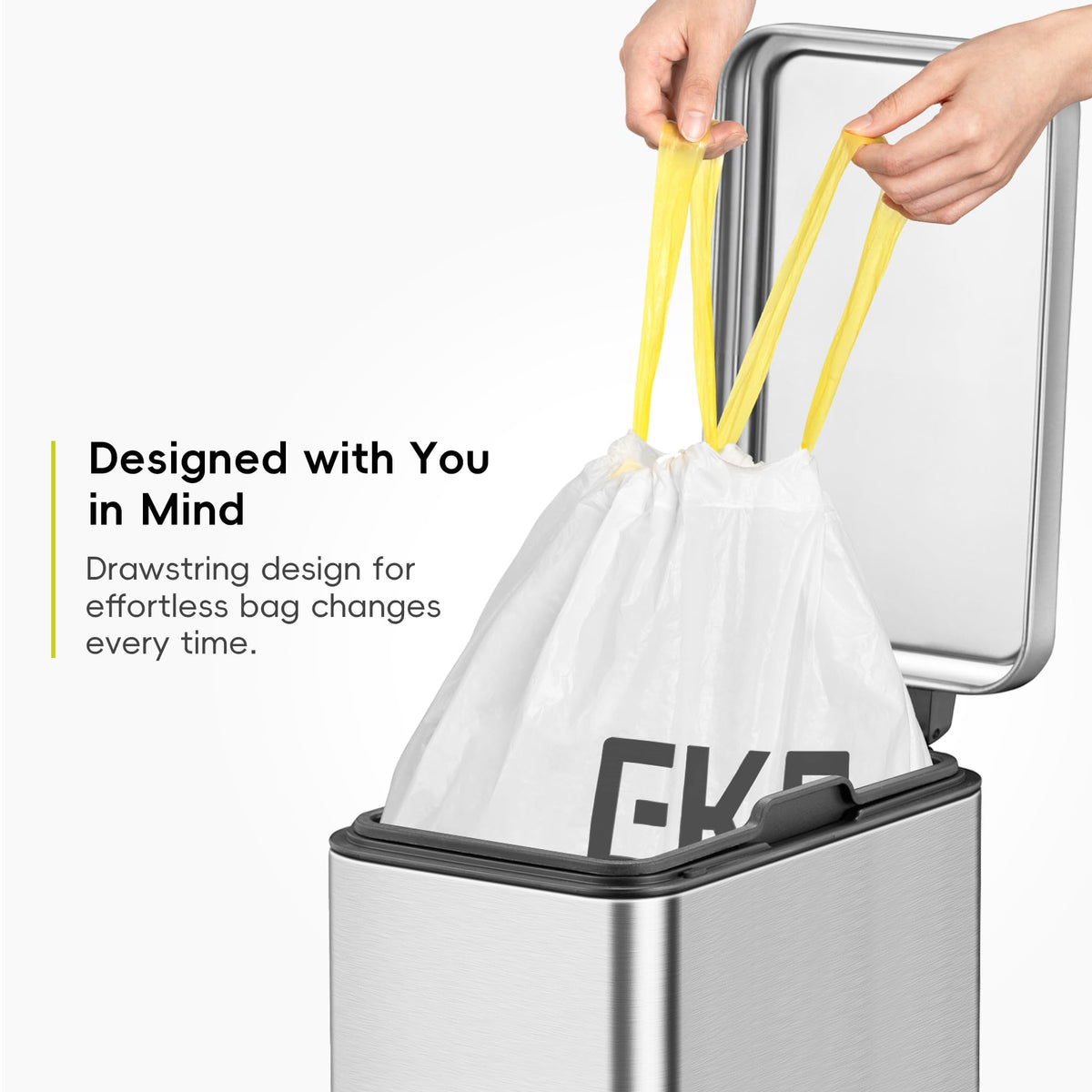 EKO Bin Bags, Kitchen Bin Liners, Drawstring, 40-60 Litre, 12 Count, Code F