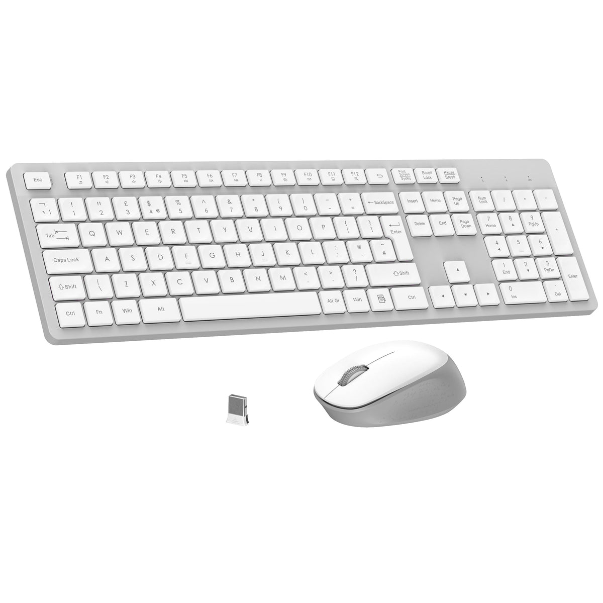 LeadsaiL Wireless Keyboard and Mouse Set, 2.4GHz USB Computer Keyboards and Mouse Combo, Full Size UK QWERTY Layout, Ergonomic Design with 12 Multimedia Shortcuts for HP/Lenovo Laptop and Mac-Purple