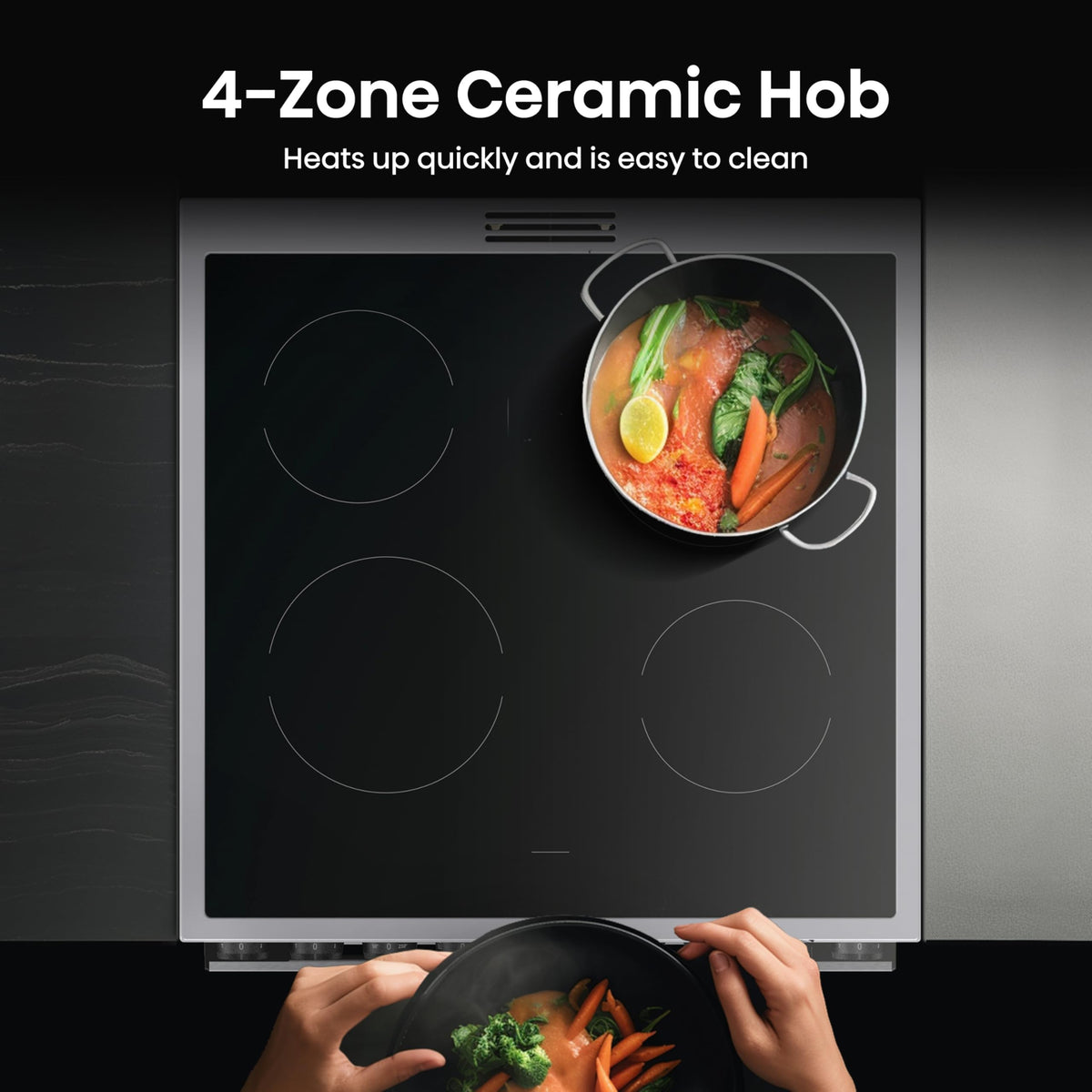 Hisense HDUKC60W 60cm Electric Cooker with Ceramic Hob-White, A Rated Double Oven 50L/80L [Energy Class A]