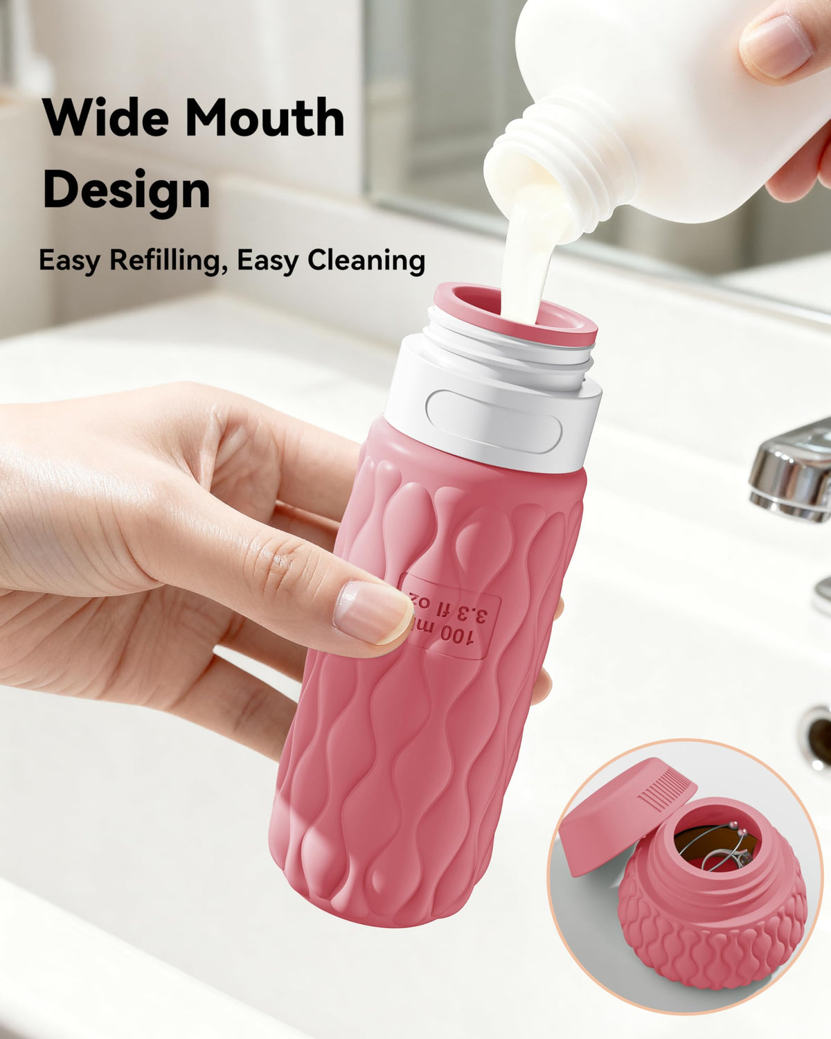 100ml Silicone Travel Bottles for Toiletries for Shampoo and Conditioner