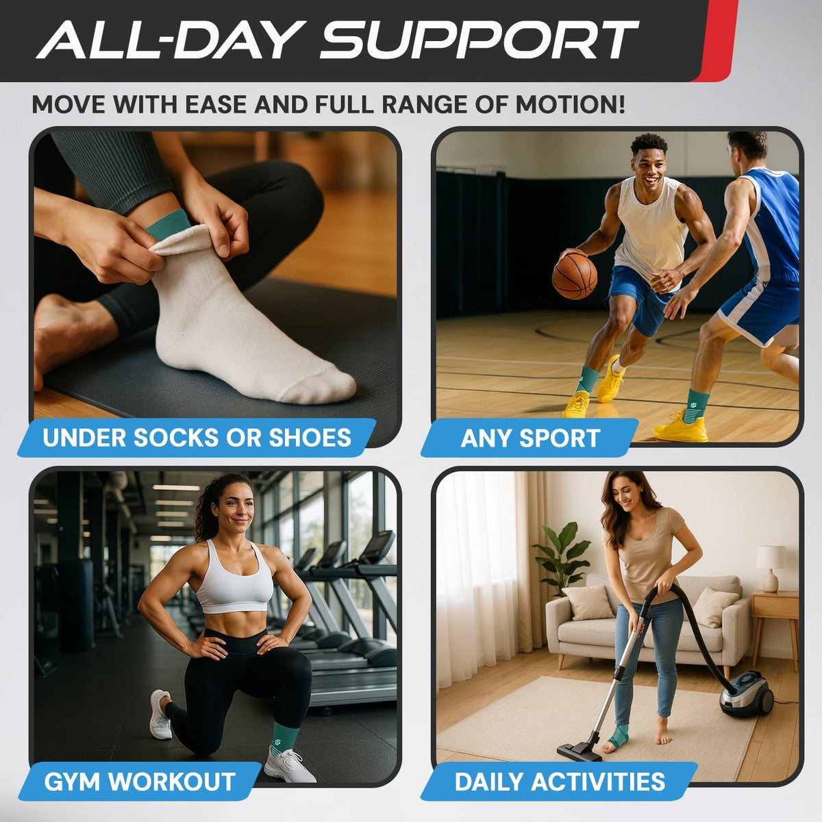 Sleeve Stars Ankle Brace Men & Women Support (Single/L:12"-13"/Black)