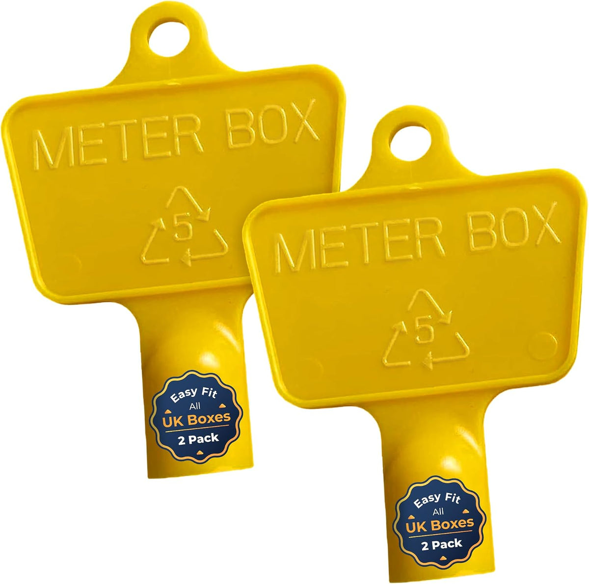 Pack of 2 Triangular Gas Meter Box Keys – Yellow Utility, Cabinet, Electric & Water Keys – Recycled Plastic, Service, Maintenance, Access, UK Standard