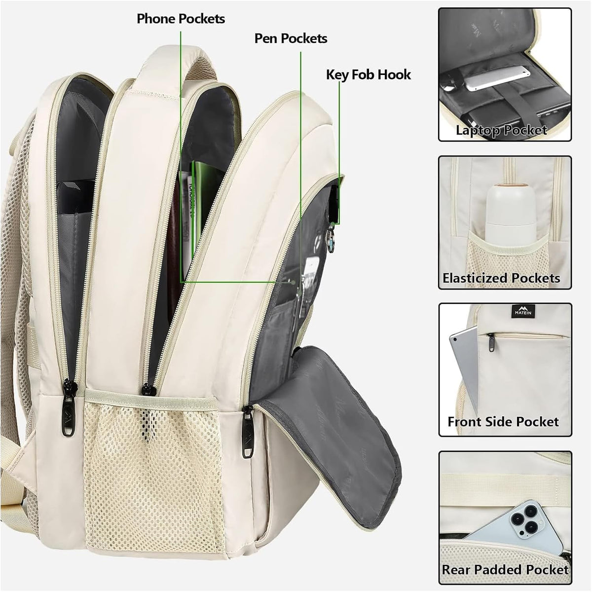 MATEIN Travel Laptop Backpack, Work Bag Laptop Bag, Rucksack for Men Work