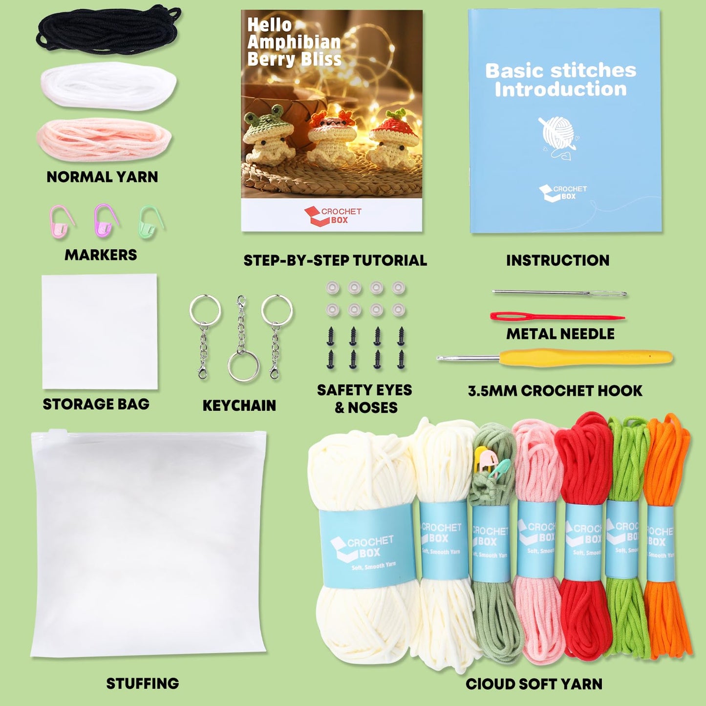 CROCHET BOX Complete Crochet Kit for Beginners - Highland Cow Crochet Kit, Include Video Tutorial, Instruction, Soft Yarn, Birthday Gift for Adults.