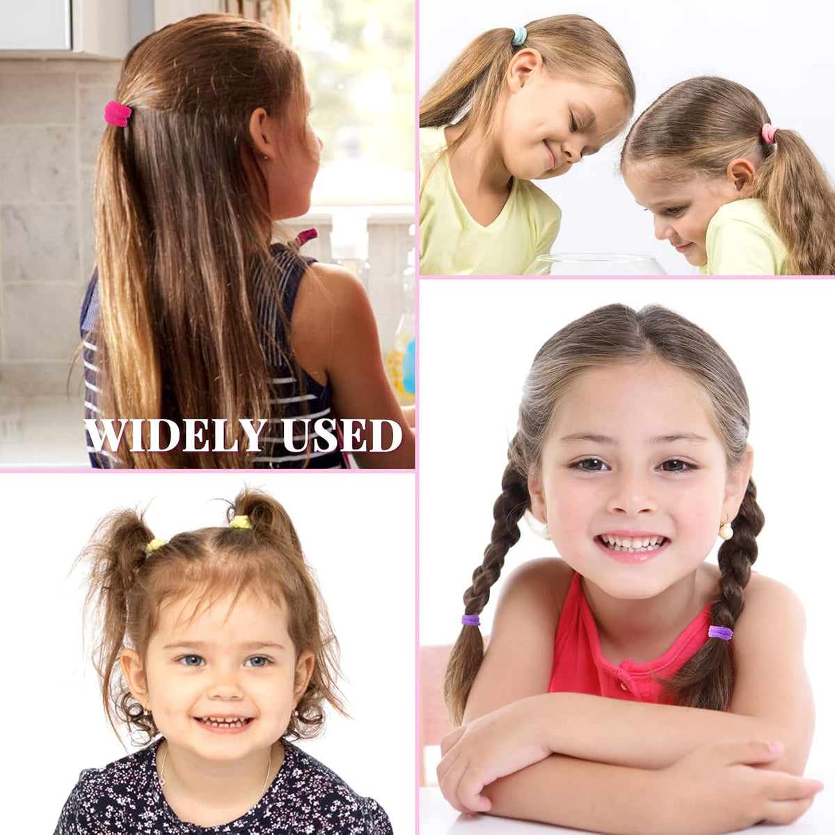Hanyousheng 200 Pcs Baby Hair Bands, Multicolor Toddler Hair Bobbles, Baby Hair Bobbles, Toddler Hair Bands, Seamless Elastic HairBands, BabyHair Ties, for BabyGirls Kids Toddlers