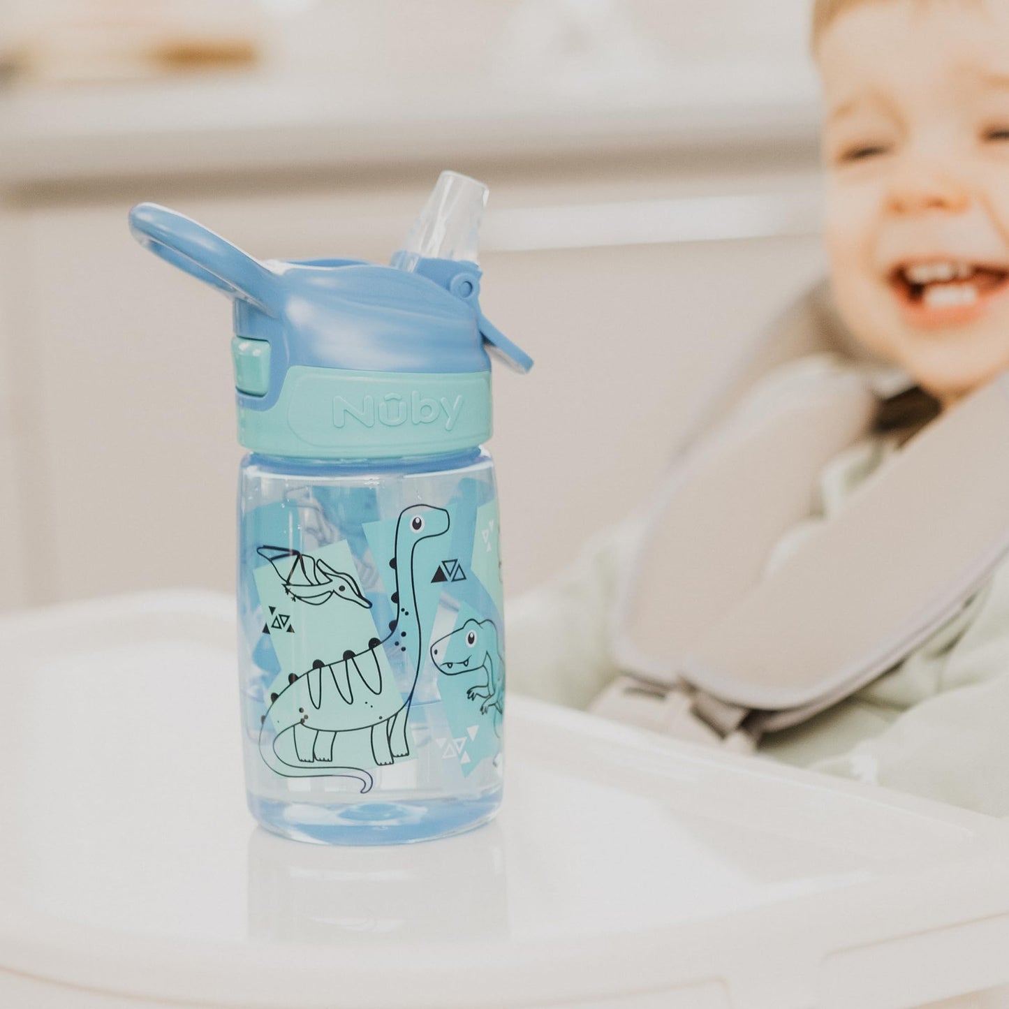 Nuby Incredible Gulp Water Bottle - No Spill Active Toddler Sippy Cup | 360ml / 12oz | Carry Handle | Dishwasher and Microwave Safe | Suitable Beaker for 18 Months Plus (Unicorns, Pack of 2)
