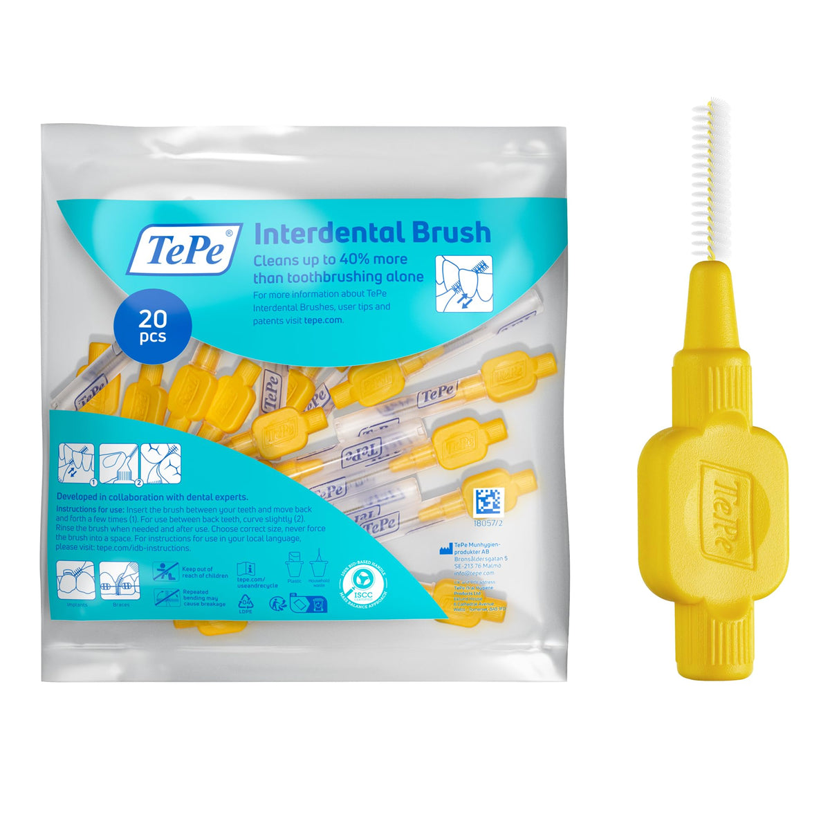 TePe Interdental Brush, Original, Blue, 0.6mm/ISO 3, 8pcs