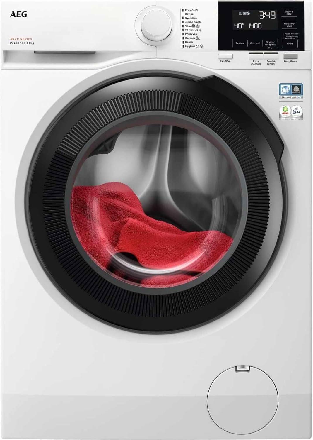AEG 6000 Series Washing Machine 8kg LFR61844B, ProSense, TimeSave, Extra-Quick, Freestanding Washing Machine, 8kg Load, 1400rpm Spin, Inverter Motor+, Energy Rating A, White