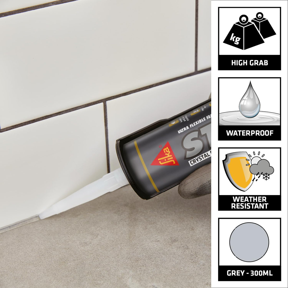 Sika Stixall Extreme Power Sealant And Adhesive, Crystal Clear, 290ml