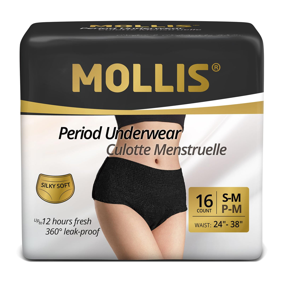 MOLLIS Disposable Period Pants Heavy Flow, Postpartum Underwear L/XL 8 Ct