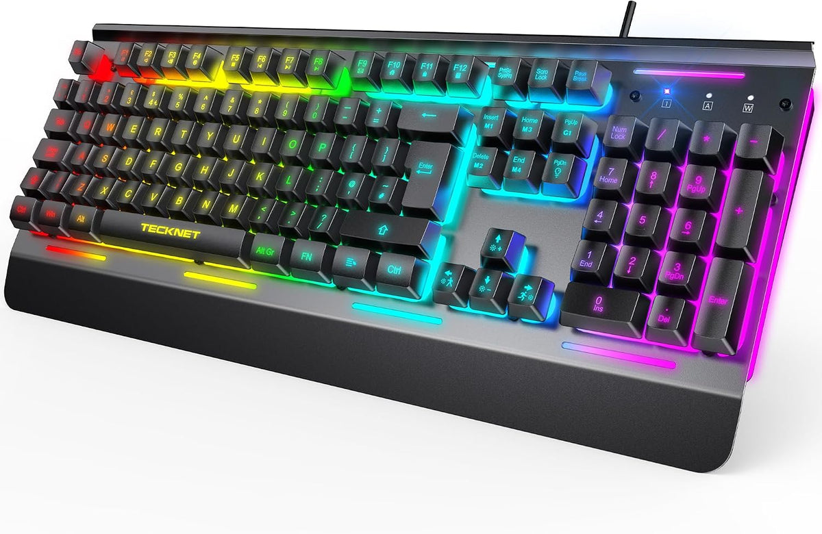 TECKNET RGB Gaming Keyboard UK Layout with 15-Zone RGB Illumination