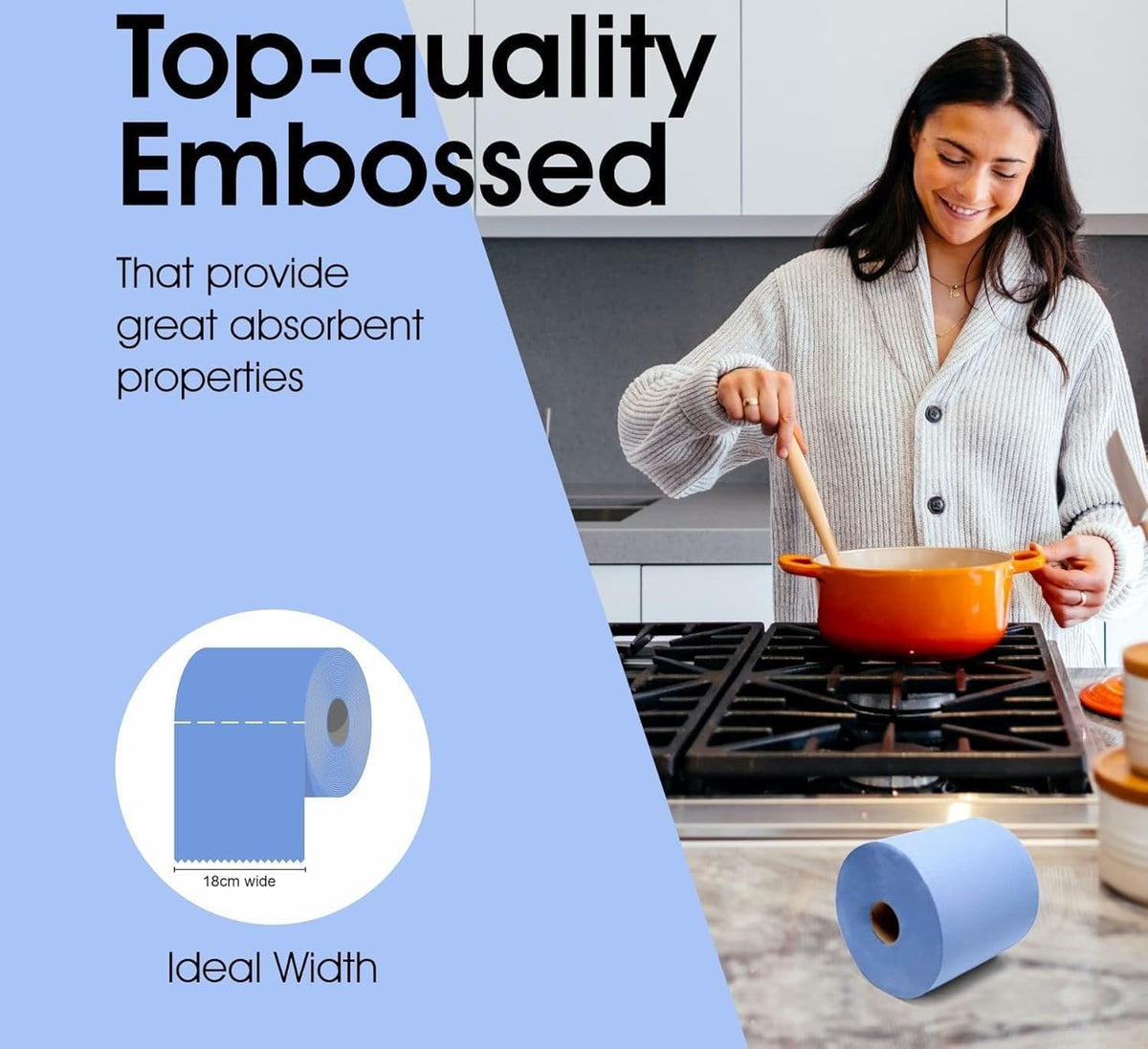 6 X Centrefeed Blue Rolls | 2 Ply Embossed Paper Towels | Strong & Absorbent | 6-Pack | Sustainable & UK Supplier | Perfect for Commercial & Kitchen Use Cleaning Toilet