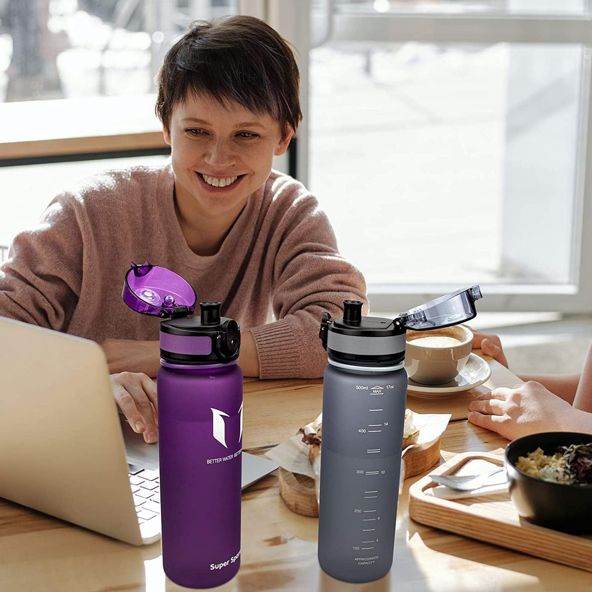 Sparrow Water Bottle 500ml/750ml/1L BPA-Free Tritan Drinks Bottle One-Click