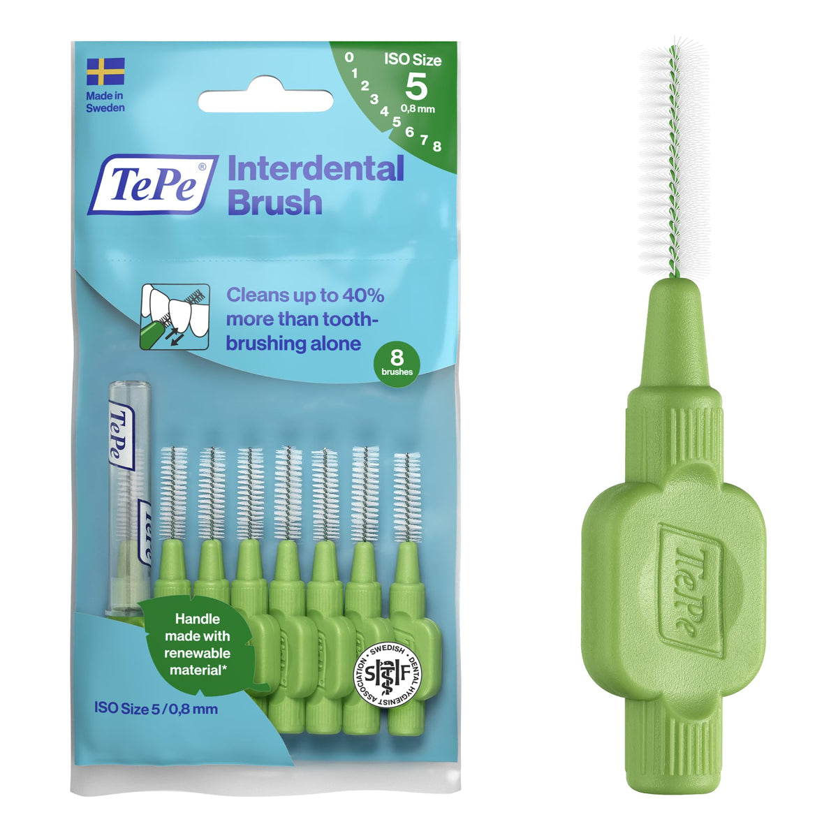TePe Interdental Brush, Original, Blue, 0.6mm/ISO 3, 8pcs