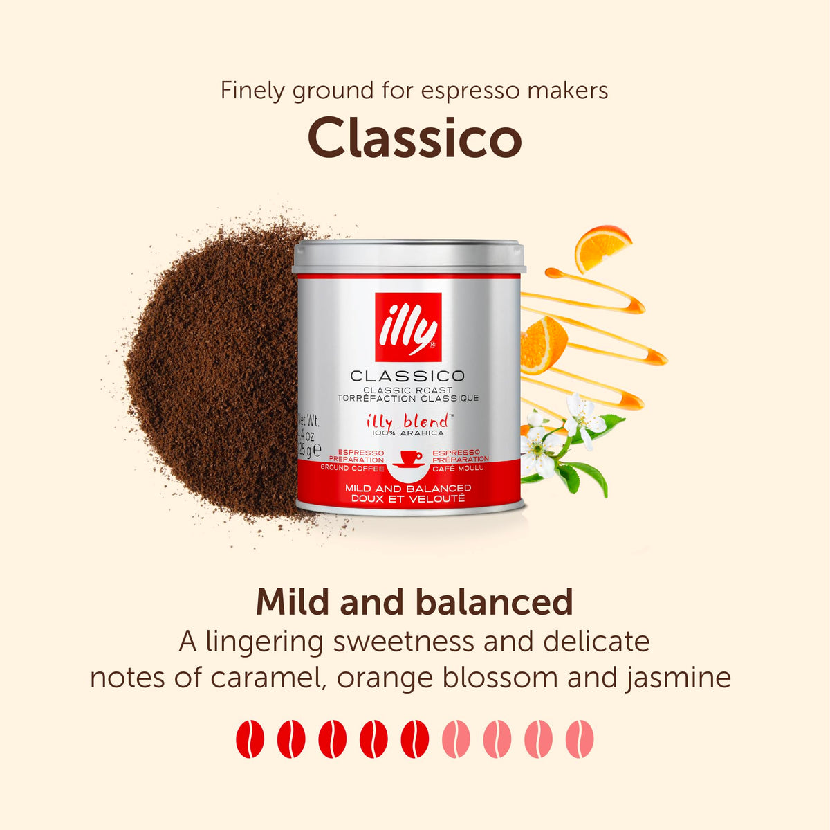 illy Classico Ground Coffee for Espresso, Moka Pot, Cafetiere 250g