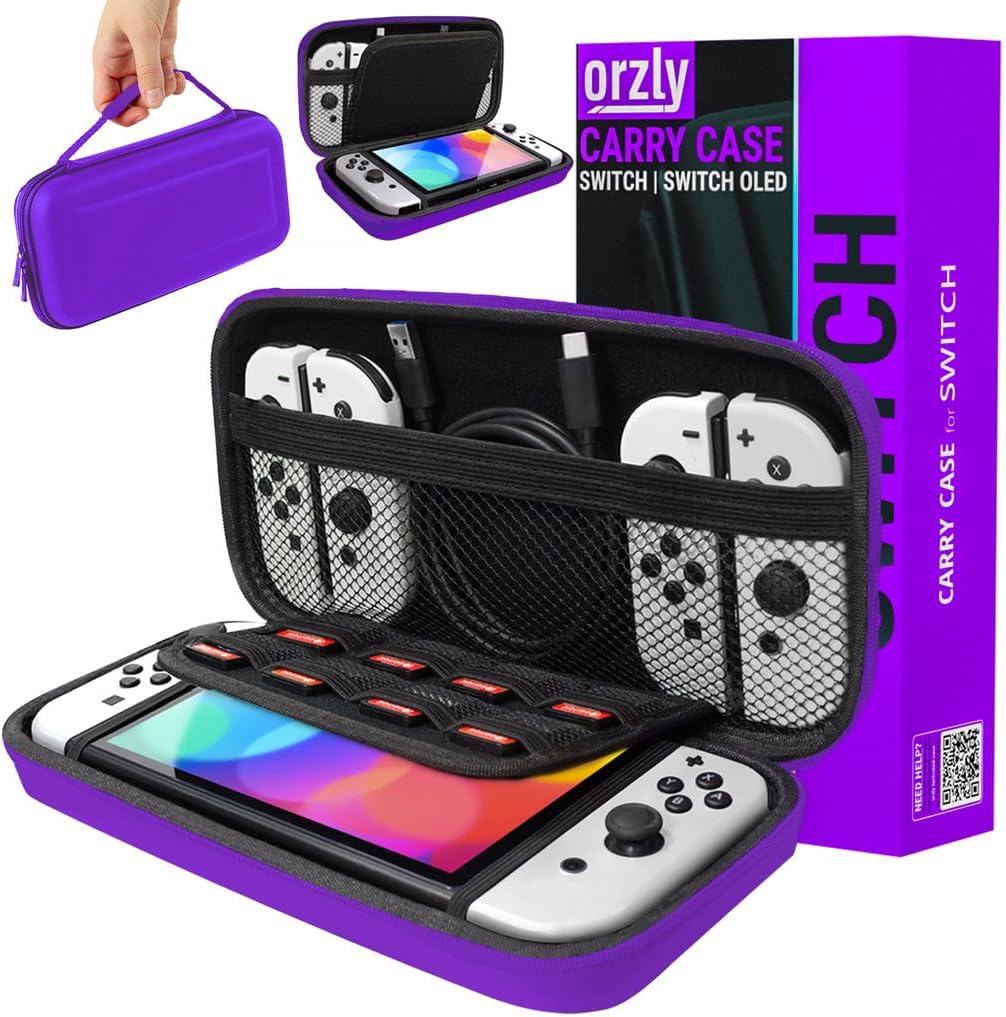 Orzly Carry Case for Nintendo Switch Lite Protective Hard Shell Portable Travel Carry Case with Storage for Accessories & Game Cartridges (Red & White)