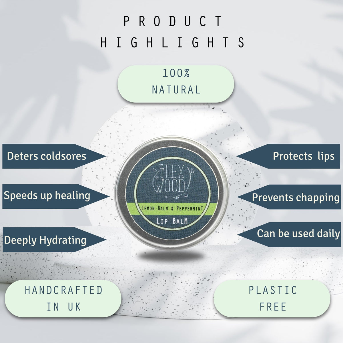 The Ilex Wood Lemon Balm & Peppermint Natural Lip Balm 10ml