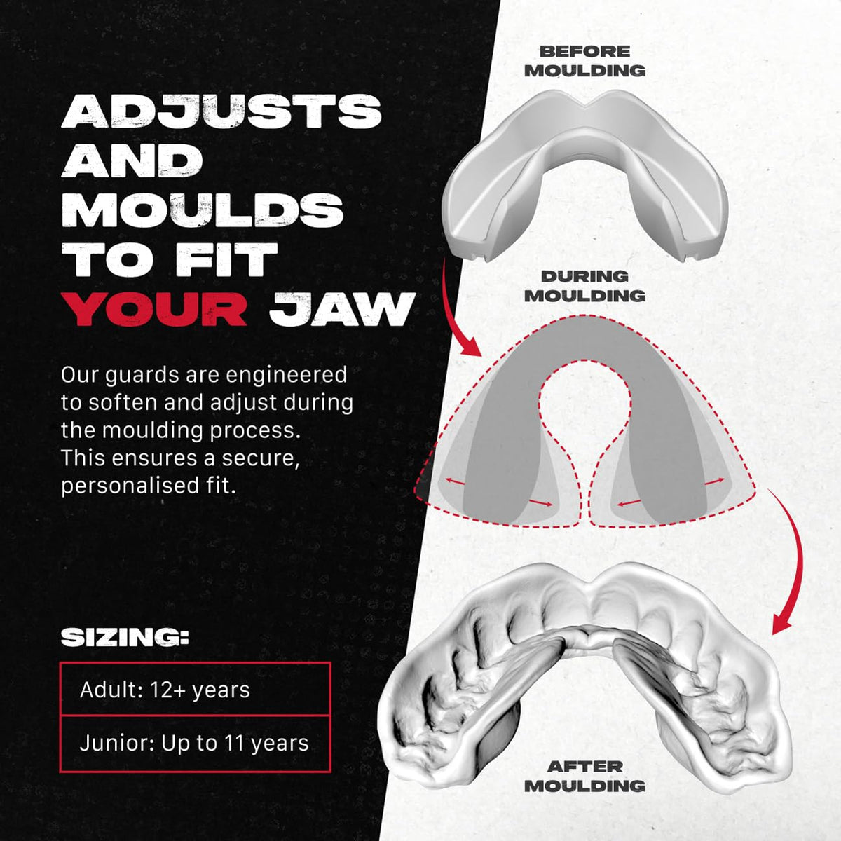 SAFEJAWZ Mouth Guard, Slim Fit Gum Shield for Adult & Junior with Case