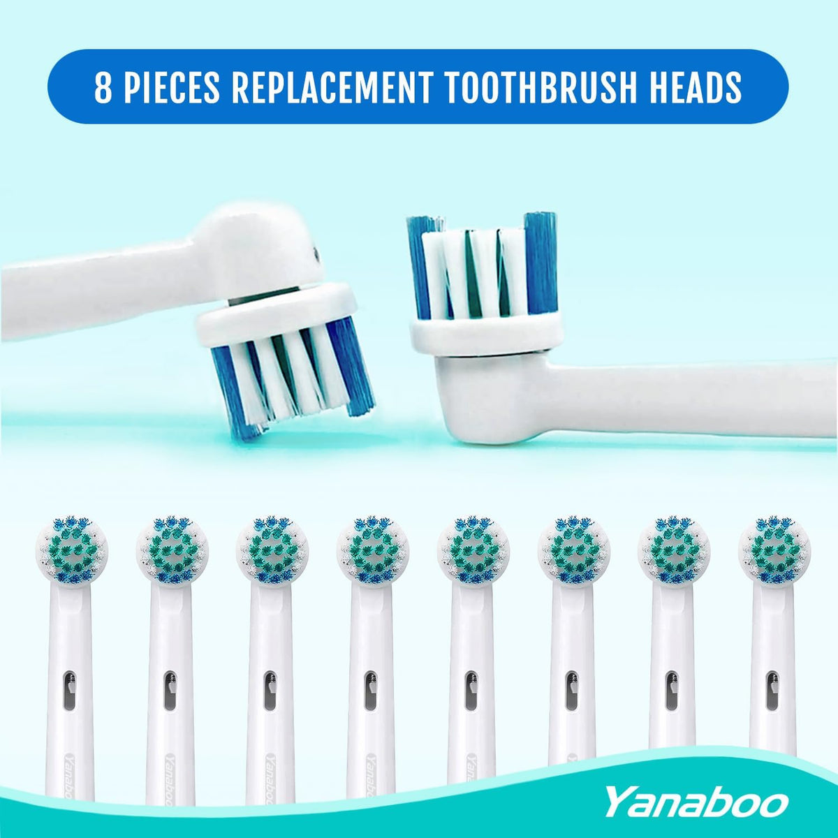 Oral B Compatible Toothbrush Head, Yanaboo Replacement Brush Heads for Most Braun Oral B Electric Toothbrushes of Vitality Pro Smart Genius Series, Precision Clean and Plaque Removal (8 Pack in White)