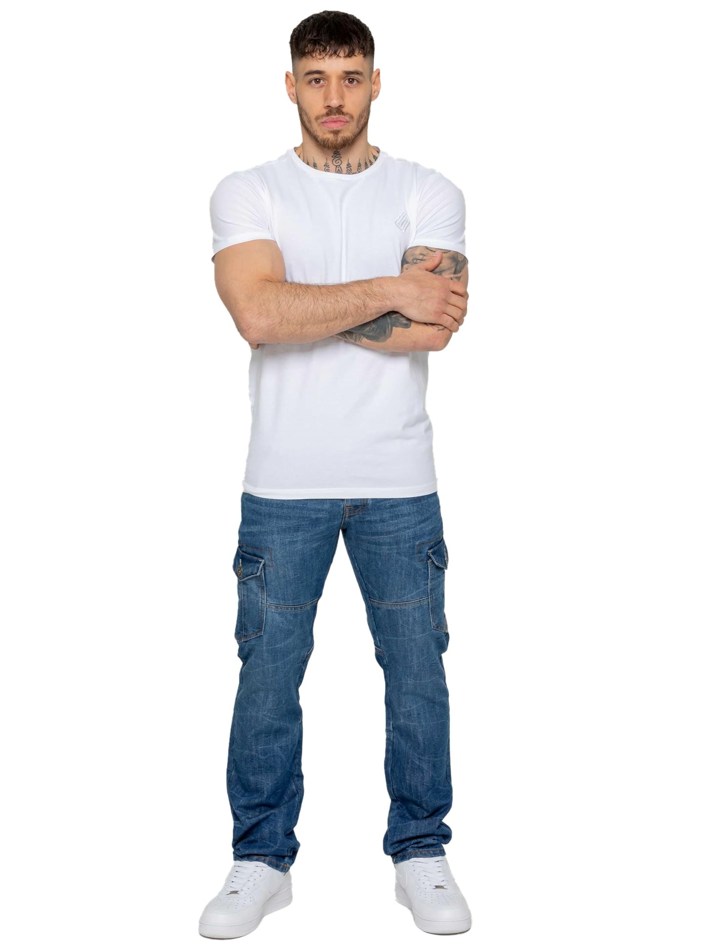989Zé ENZO Mens Jeans Straight Leg Regular Fit Casual Cotton Denim Pants Trousers All Waist Sizes